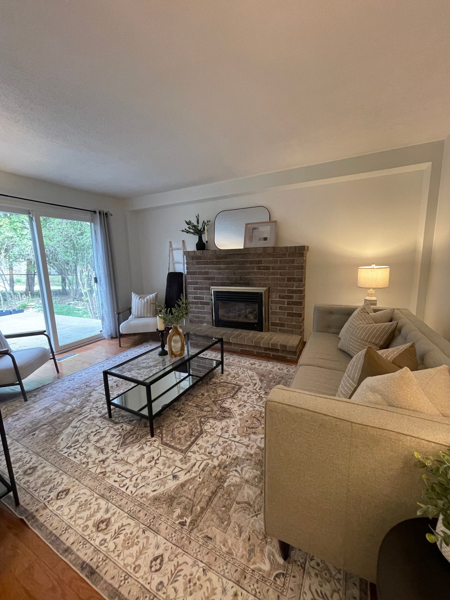 Staged Living Room with Fireplace